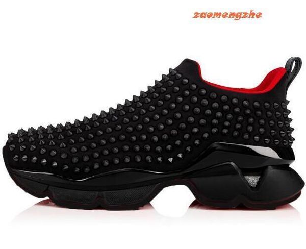 

new designer shoes spike sock studded spikes sneakers red bottom mens womens spikes training shoes size35-46, Black