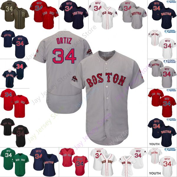 

Custom Boston 34 David Ortiz Jersey Red Sox Jerseys Cool Base Flexbase Home Away All Stitched White Black Red Grey Men Women Youth Cheap