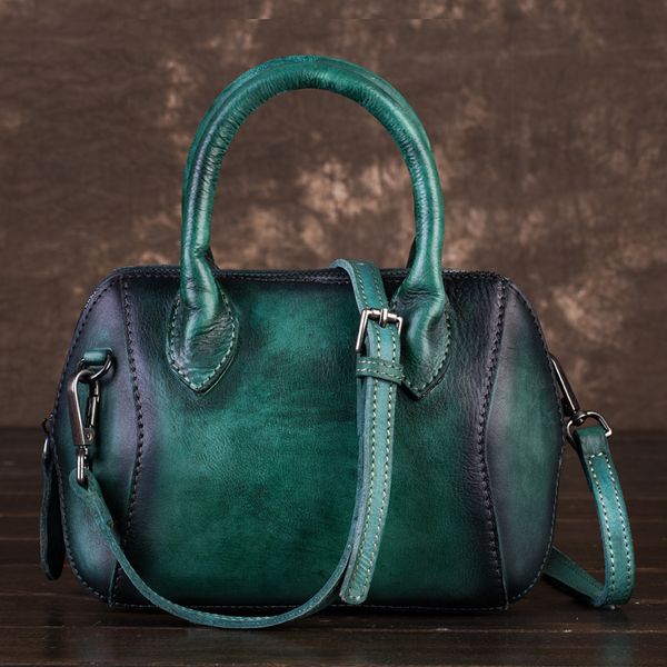 

johnature retro small women shell bag 2020 new first layer cowhide leather handbag hand painted leisure shoulder messenger bag