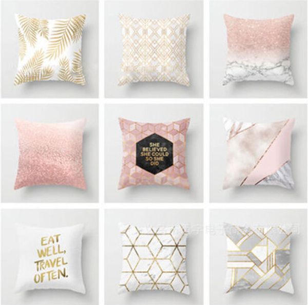 

45 см персик кожи кашемир наволочка диван автомобиль талии подушки домашнего декора розовый сращивания геометрические моды украшения дома на