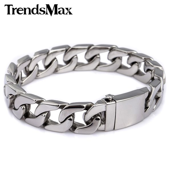 

men's bracelet silver curb link chain wristband 316l stainless steel bracelet for male jewelry dropshipping wholesale 13mm khb83, Golden;silver