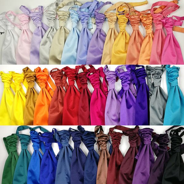 

mens cravats neckwear solid color ascots gentleman neckties party pre-tied cravat tie for wedding, Blue;purple