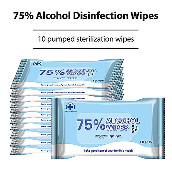 

In stock 10sheets/Pack Alcohol Wet Wipes Disinfection Portable Alcohol Swabs Pads Wipes Antiseptic Cleanser Cleaning Sterilization