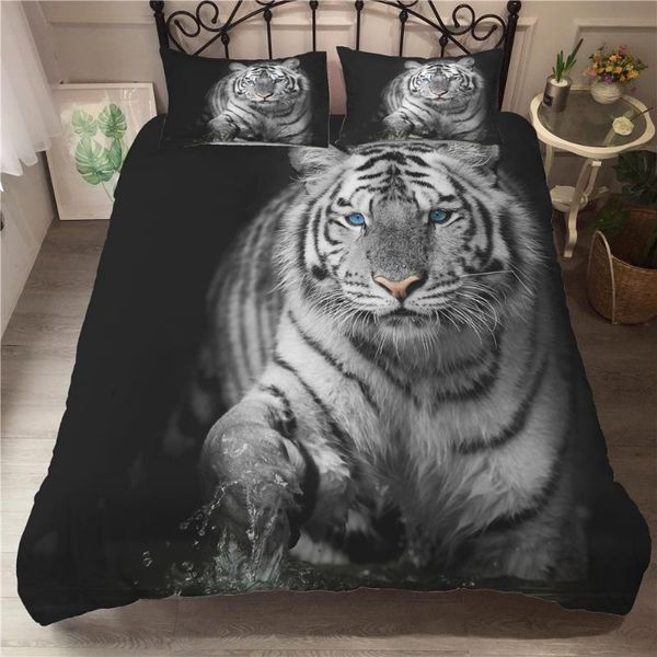 

yi chu xin 3d cartoon bedding sets tiger duvet cover 3pcs bedding brand bedlinen bedclothes double  king size