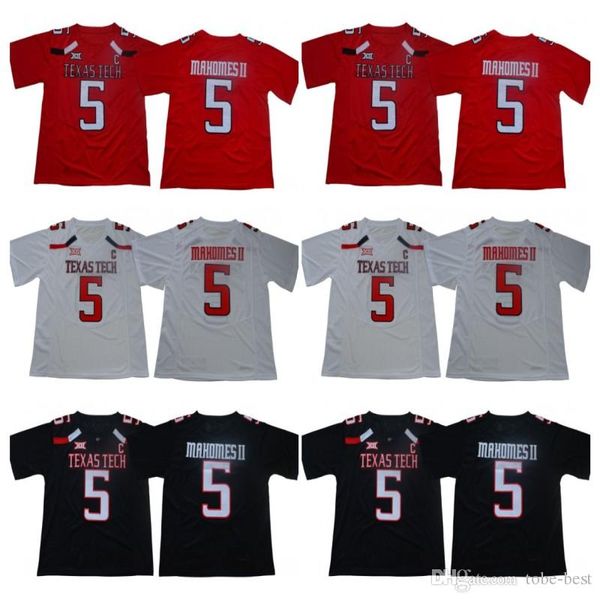 

5 patrick mahomes ii texas tech red raider ncaa college football jerseys double stitched name and number high quailty fast shipping, Black
