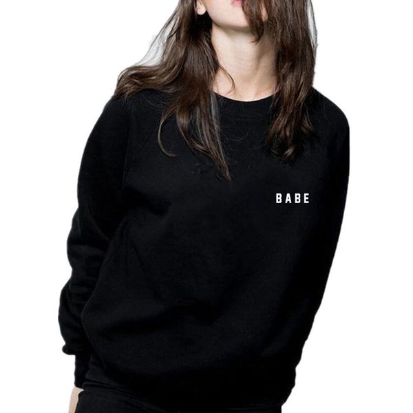 

2019 весна моды женщин толстовки babe письма печати длинный рукав фуфайки crewneck пуловеры женщин костюм moletom tumblr, Black