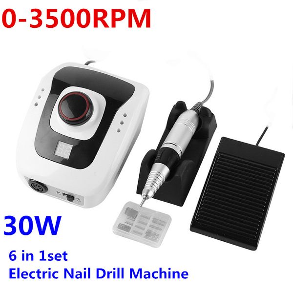 

1set 6 bits 35000 rpm nail art drill file uv gel remove sanding buffer pedicure 30w electric machine drills manicure tools