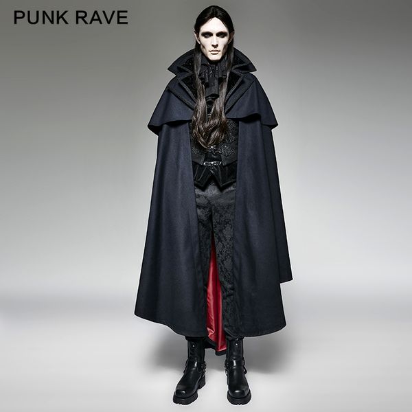 

punk rave blue gothic vampire rock motocycle style fashion cape coat jacket y709,party cosplay clothing, Tan;black