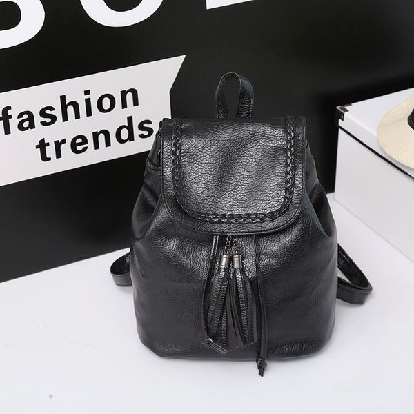 

women's backpack multi-functional korean fashion pu leather bag 2020 new women's backpack drawcord tassel design large capacity