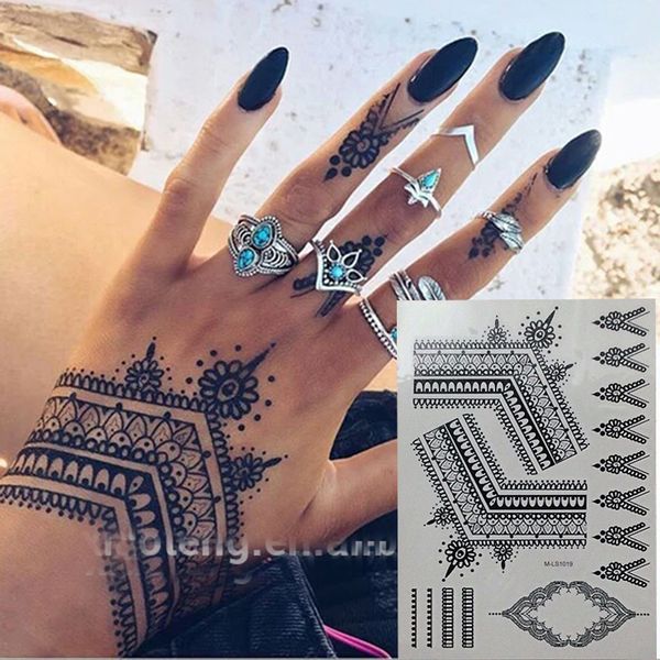 

the most popular black henna tattoos temporary inspired body tattoos stickers