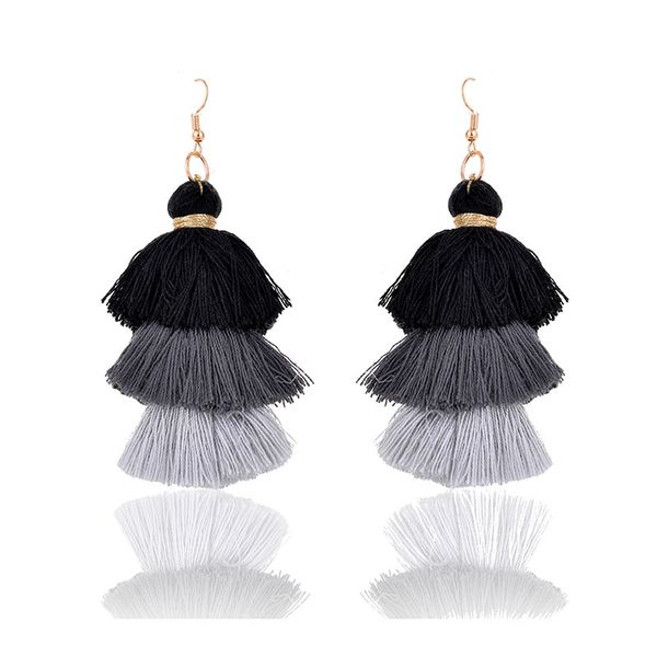 

simple ethnic custom su earrings threelayer cake earrings bohemian fastselling explosion, Golden;silver