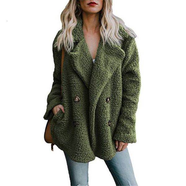 

новая зима boho женщин overcoats случайные плюс размер losse revers плоский женщина мода осень теплые зеленые high street куртки, Black