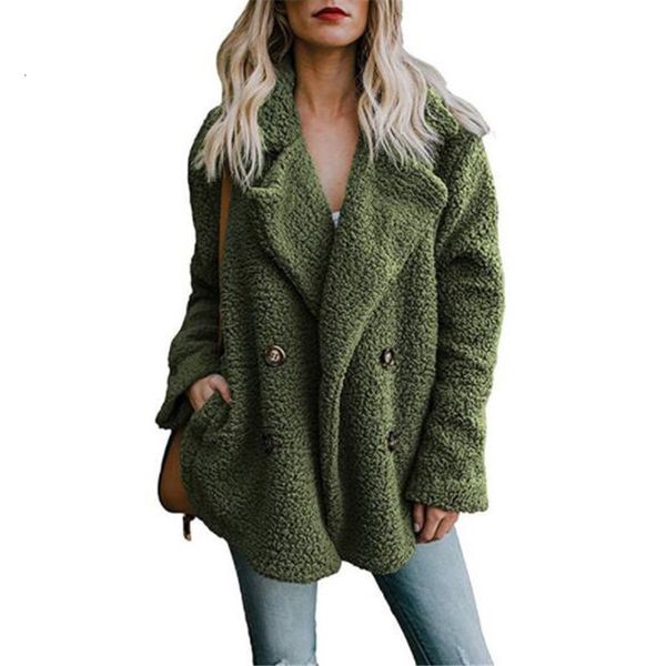 

new winter boho women overcoats random plus size losse revers flat female fashion fall warm green high street jackets, Black