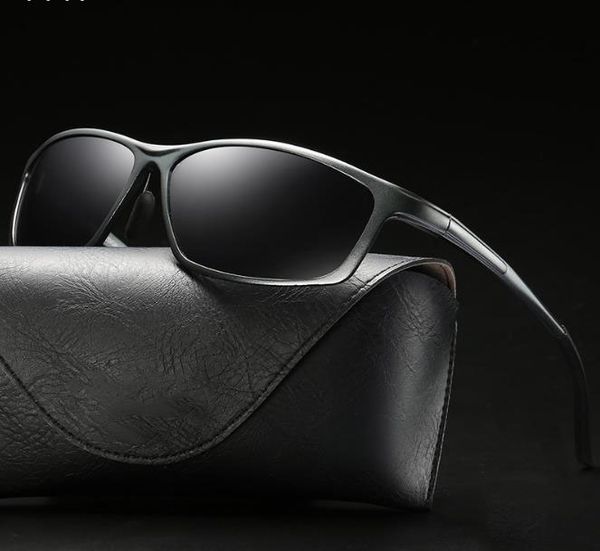 

men's aluminum magnesium full frame polarizing sunglasses anti-ultraviolet polarizing driving sunglasses, White;black