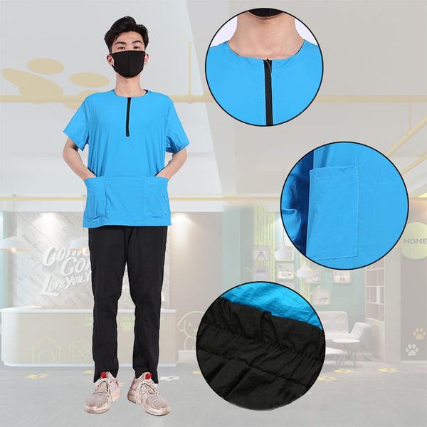 

waterproof anti-static not sticking hair shirt pet grooming bath half-sleeves apron with pocket for dog cat cleaning hair clean