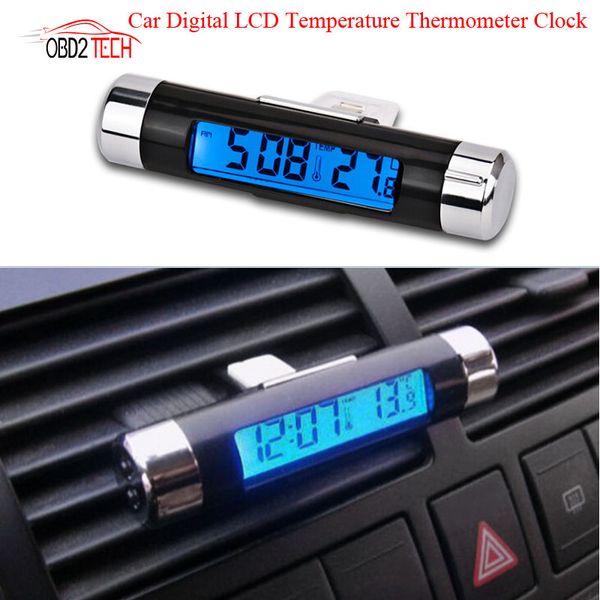 

2017 new 2 in 1 car digital lcd temperature thermometer clock auto accessories car digital time clock air vent outlet clip on