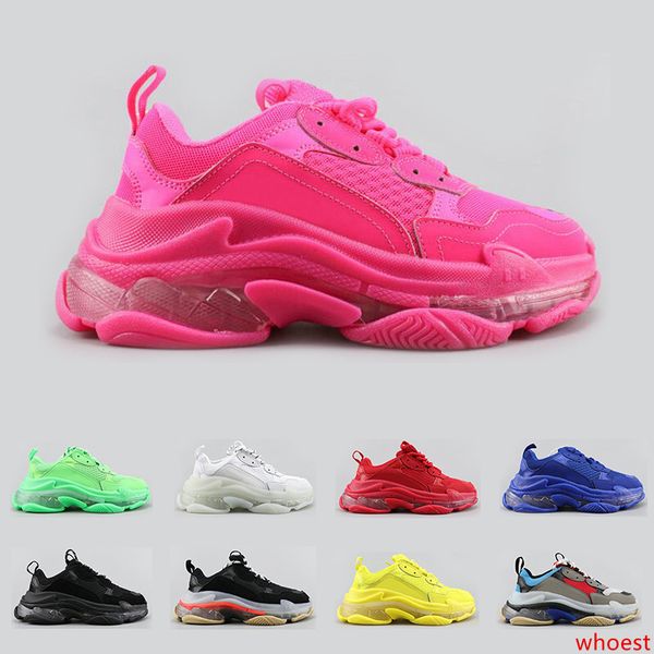 

new triple s fashion luxury designer shoes for men women clear sole neon green black white red mens trainer platform sports sneakers