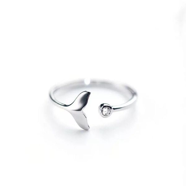 

2019 white cubic zircon fish adjustable silver ring fairy tale dream rings for woman fashion jewelry engagement ring for female, Slivery;golden