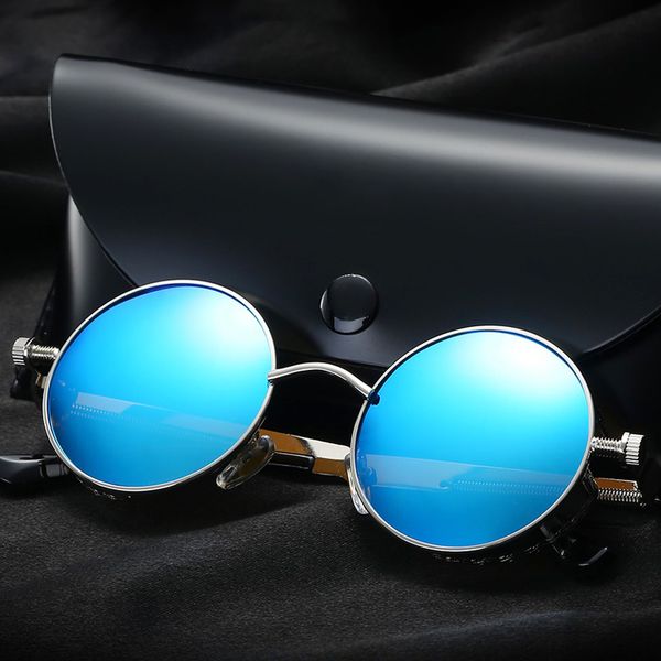 

fashion round lens sun glasses creative spring metal frame sunglasses men women reflective eyewear outdoor accessories oculos, White;black