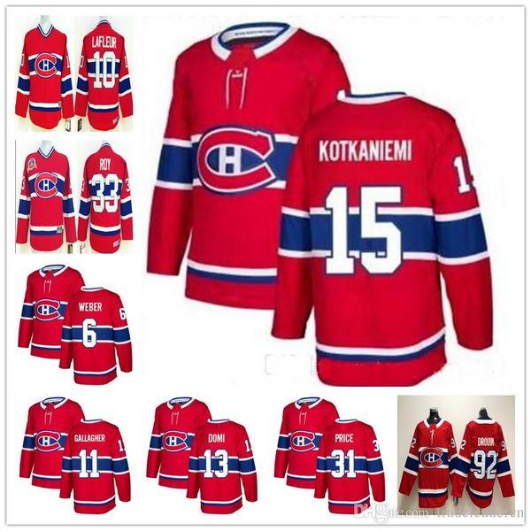

youth mens montreal canadiens jesperi kotkaniemi 6 shea weber carey price max domi jonathan drouin richard lafleur roy gallagher kid jerseys, Black;red