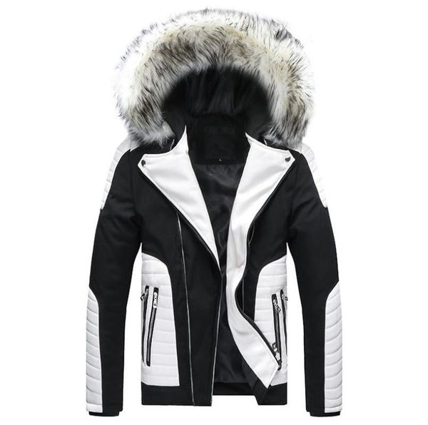 

warm thick windbreaker hooded fur down parkas mens designer winter hooded down coats, Black