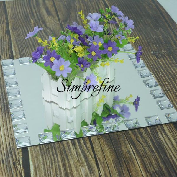 

10pcs square charger plates wedding table mirror acrylic tray centerpiece mirrored candle tray