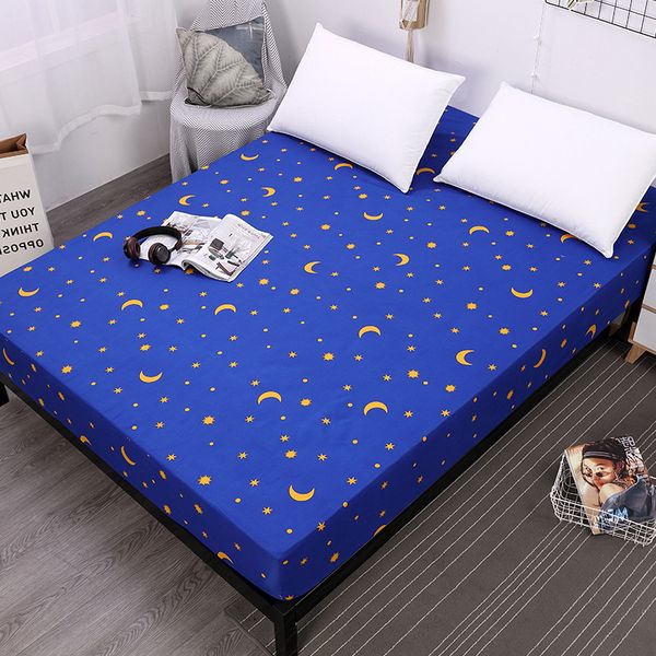 

single waterproof bed sheets printed fitted sheet mattress covers with elastic rubber band queen size bed sheets set linens