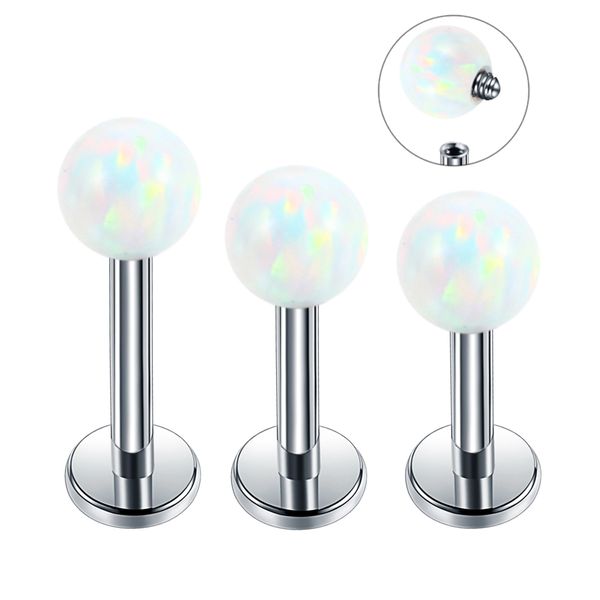

1pc steel opal orelha cartilage tragus piercing ear stud helix bar rings 16g opal labret stud lip monore piercing rings jewelry, Slivery;golden