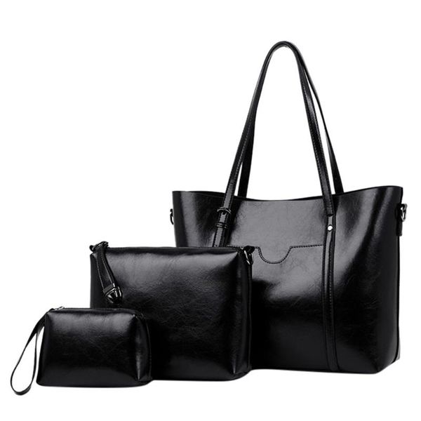 

2020 new style woman casual bags korean-style ladies outdoor bags bucket handbag simple 3pcs/set solid color bag wholesale #lr2