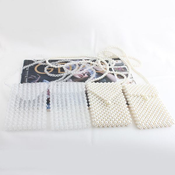 

pearl bag white shoulder evening bags 2019 new vintage mini beaded bag shoulder joker mini crossbody handcrafted phone bag