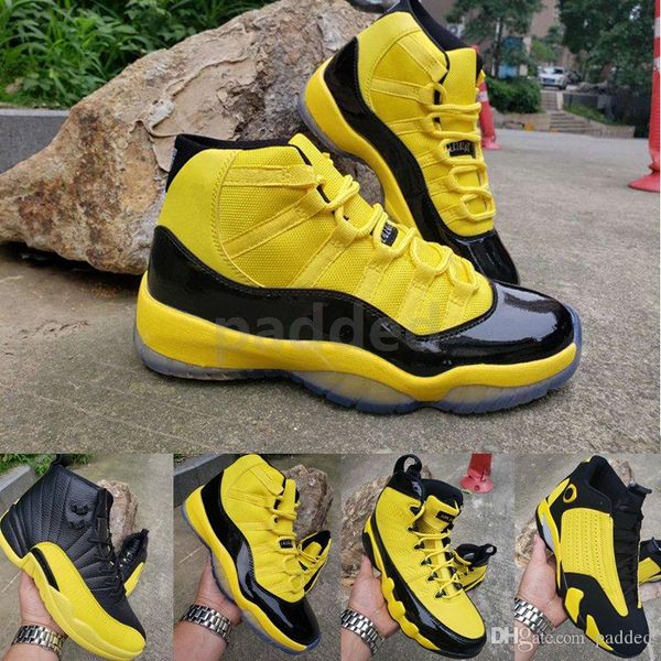 

new 9 11 12 14 basketball shoes 9s 11s 12s 14s bumblebee designer retro sneakers mens des chaussures zapators size 7-13, White;red