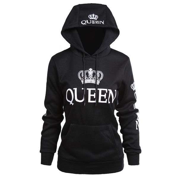 

women clothes designer couple hoodies casual hooded queen king printed sweatshirts pullovers, Black