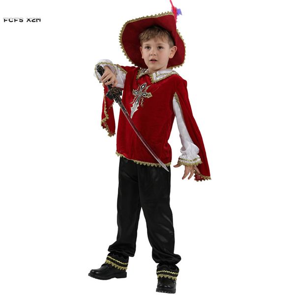 

halloween crusades costume for boys warrior knight cosplay kids children carnival purim parade stage play masquerade party dress, Black;red