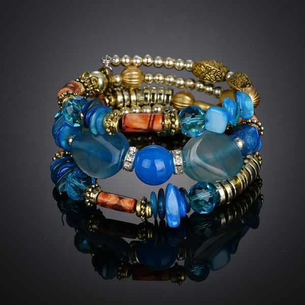 

multi layered elasticity bracelets&bangles for women handmade bohemian bracelets charm friendship bead crystal bracelet bt200284, Golden;silver