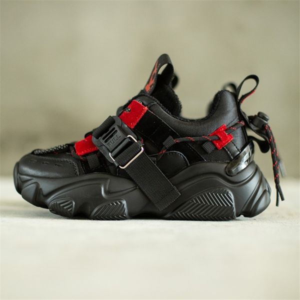 

buckle winter flat shoes woman round toe rubber lace up red womans shoes fashions 2019 platform mixed colors women sneakers, Black