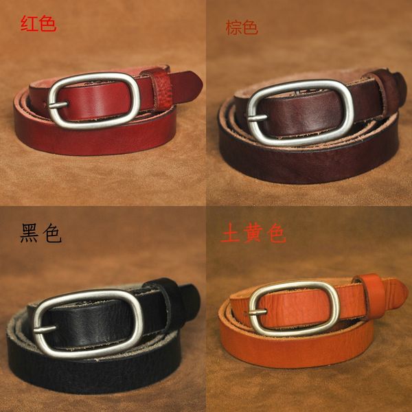

oem women's layer cowhide genuine and jeans leather simple all-match hollowed-out decorative belt women's thin jeans belt, Black;brown