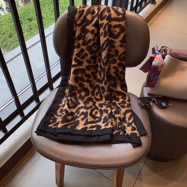 

fashion satin explosions leopard skin-friendly scarf ladies literary print soft and comfortable shawl dual-use scarf cz239