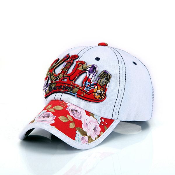 

1piece king denim baseball cap washed hat for lady & women floral cap, Blue;gray