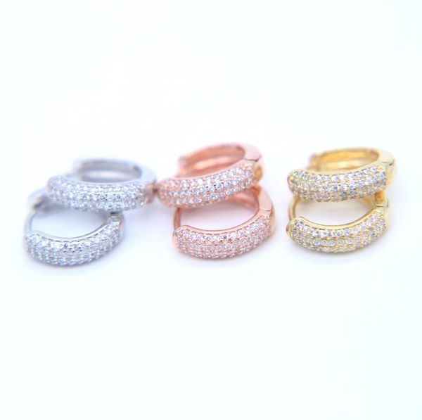 

charm arrived gold rose silver color round circle cz hoops micro pave huggie fashion classic elegant bling earring gift, Golden