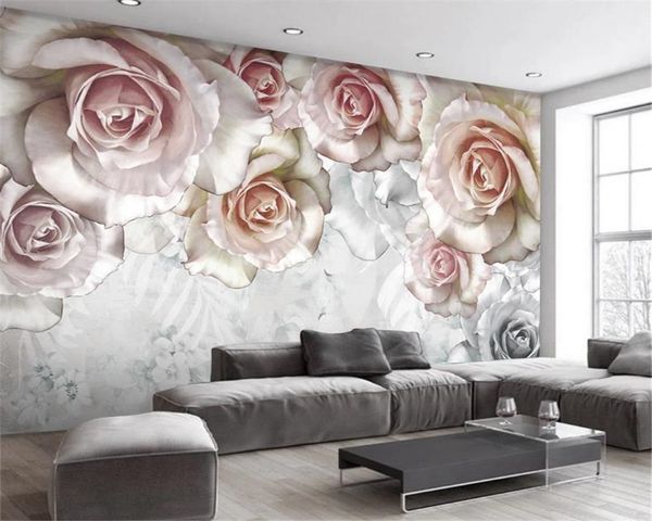 Personalizado 3d flor papel de parede linda floral pintura de óleo decoração parede romântico papel de parede no estilo pastoral americano