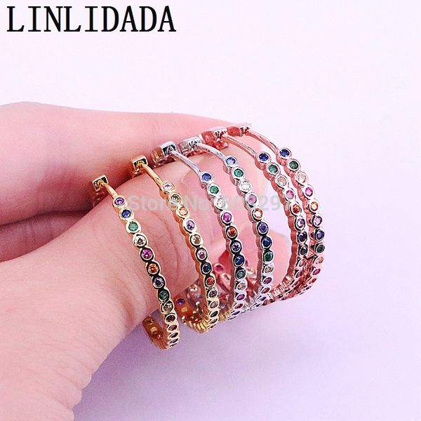 

new arrived 5pairs fashion cz round circle colorful earring for women, mix color delicate zirconia wedding hoop earrings, Golden;silver
