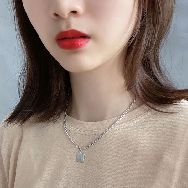 

корейская версия мода простой серебро подарок годовщина квадратный ожерелье ювелирных изделий 925 женщин, Silver