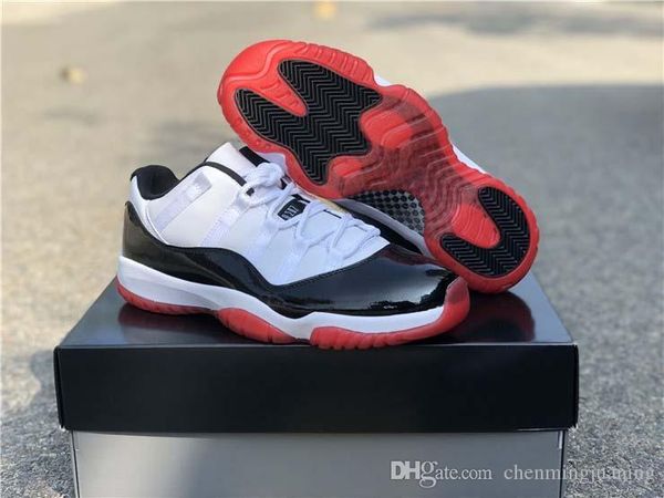 

new air authentic 11 low white bred man basketball shoes 11s men black true red retro athletic sneakers with original box av2187-160