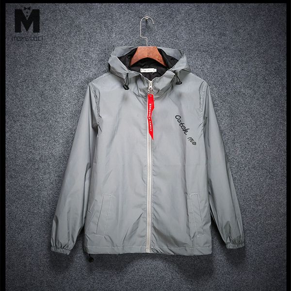 

new men spring/autumn men windbreaker 3m reflective jacket casual hip hop hooded coats streetwear night shiny harajuku jackets, Black;brown
