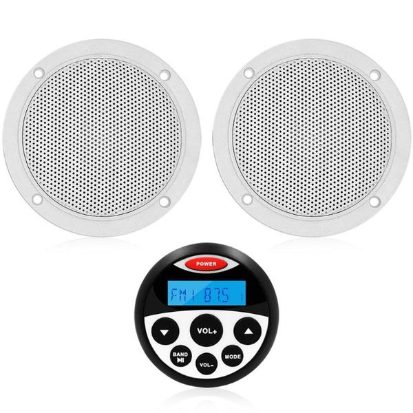 

marine waterproof radio stereo bluetooth audio receiver fm am car mp3 player+4" marine speakers for rv utv yacht pool motorcycle