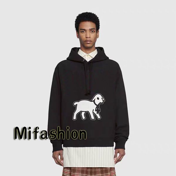 

19FW Luxury Winter Europe Italy Diamond Lamb Hoodies Fashion Men Clothes Sheep Pullover Hooded Sweatshirt Women Hoody