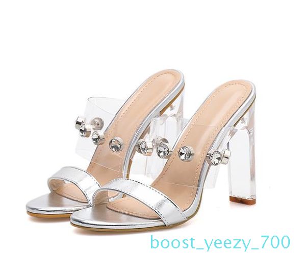 

new bride wedding shoes luxury sandal white clear heels designer slipper slides size 35 to 40 b70, Black
