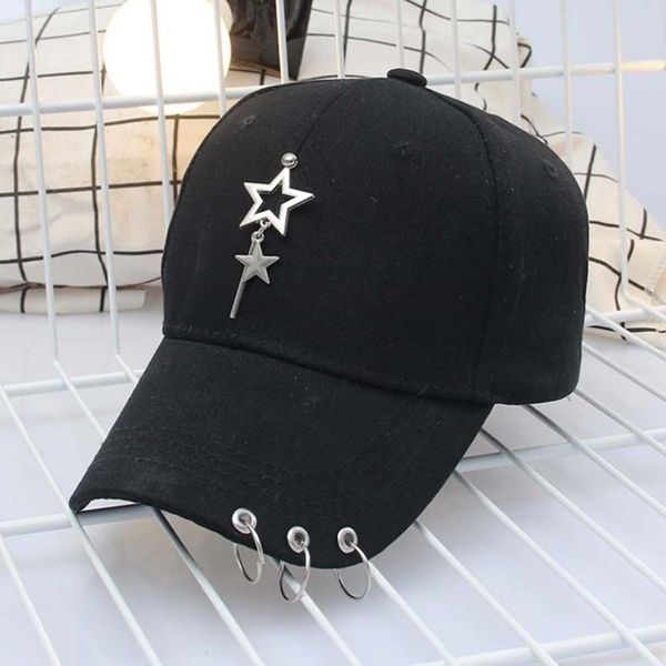 

2020 new creative piercing ring baseball cap punk gorras bone masculino feminino basebol hiphop base fashion ball caps unisex, Blue;gray