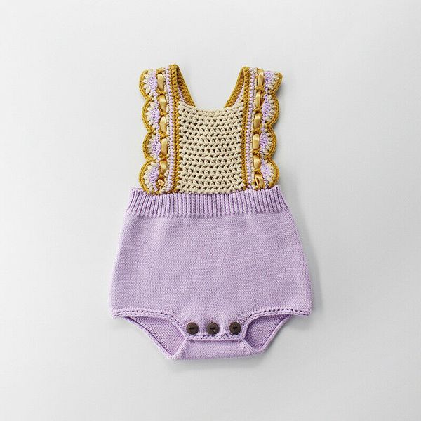 

цветок vintage новорожденной ребёнки вязаной rompers рукава комбинезон комбинезон осень зима ребёнка костюмы, Blue