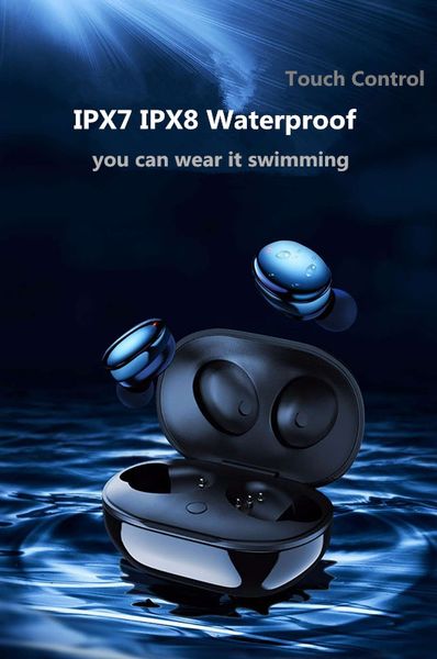 TWS Bluetooth истинный беспроводной Earbud IPX7 IPX8 водонепроницаемый наушники Встроенный микрофон для спортивного плавания Workout Gym душ мыть купанием имеют ванну